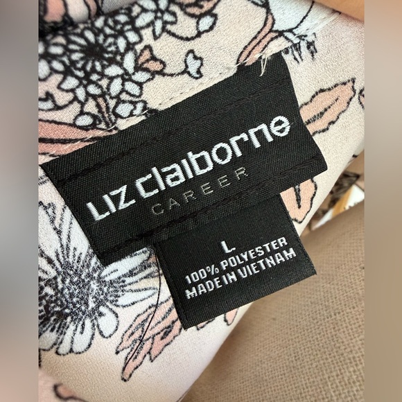 Liz Claiborne Career Floral Tie Neck Blouse - Picture 7 of 7